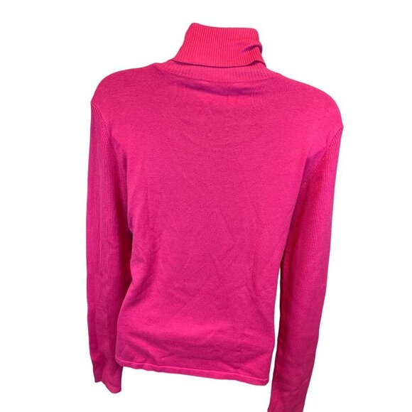 Saguaro Pink Barbie Turtleneck Ribbed Stretch Silk Long Sleeve Sweater Sz S - Picture 2 of 9